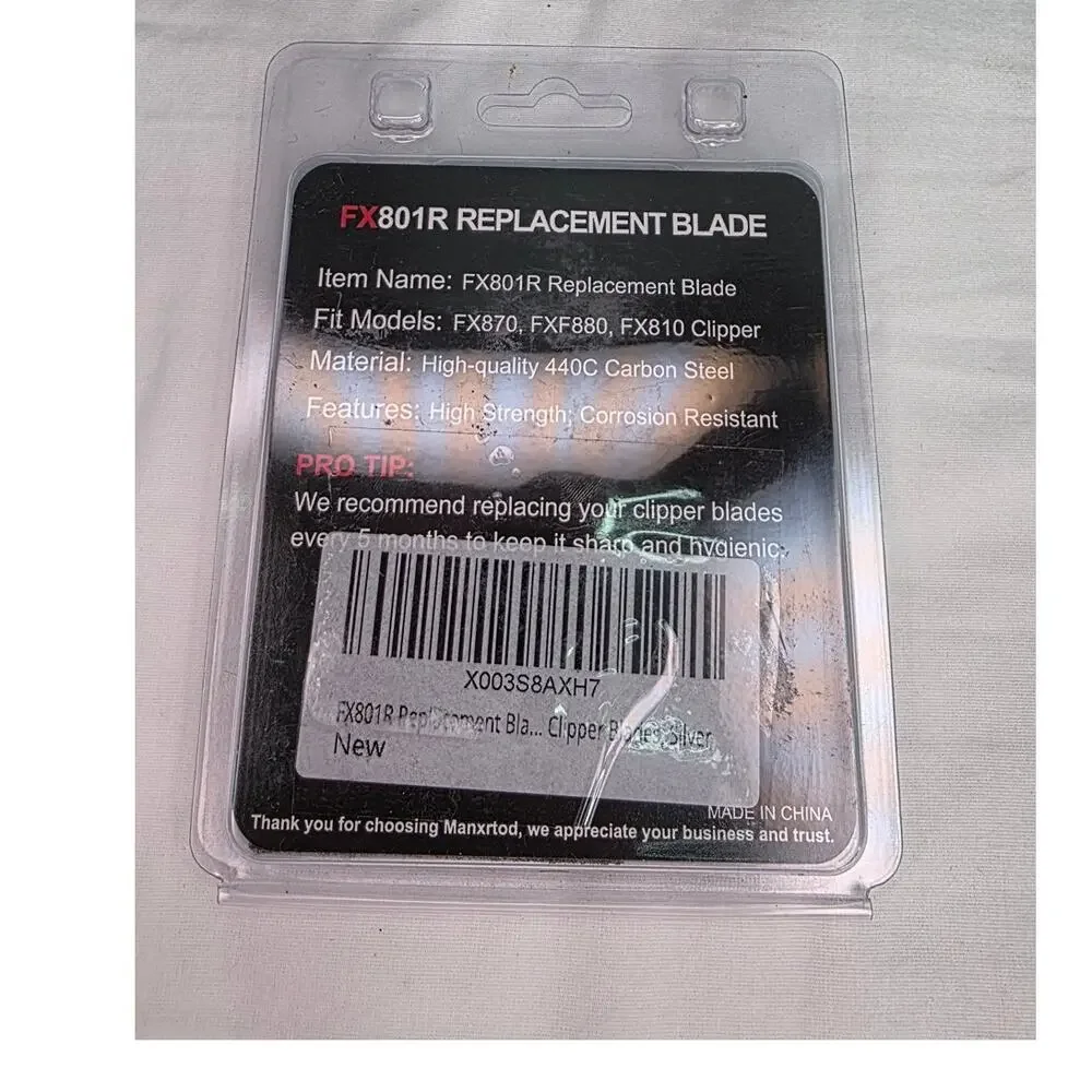 FX801R Replacement Clipper Blade DLC Taper Blade Fits FX870 FX880 Silver
